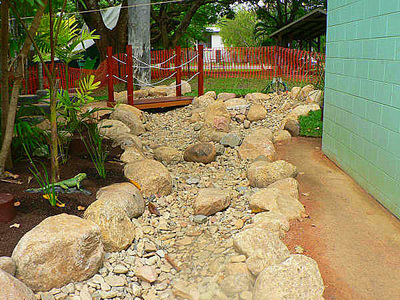 Rock path in yard Northern Land Design