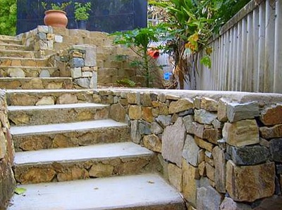 Stone stairs to house Northern Land Design